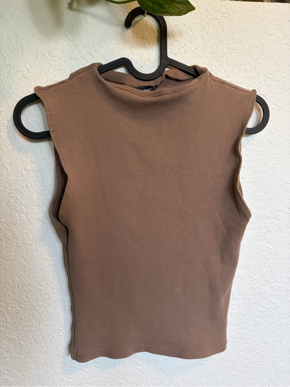 Zara Brown Sleeveless Mock Neck Tank